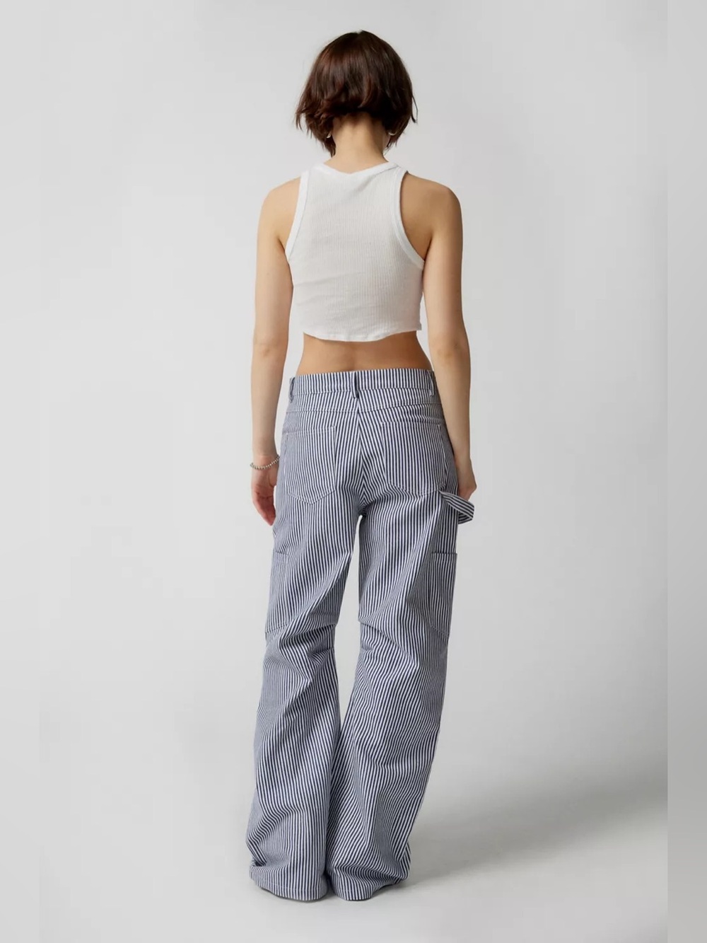 Lioness Navy and White Vertical-Stripe Wide Leg Trousers - Picture 2 of 6
